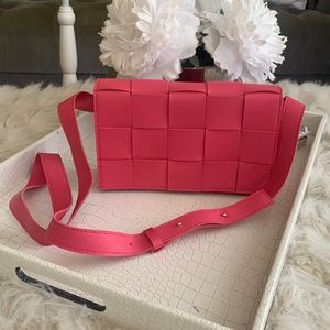 Neon Pink Woven Purse EUC